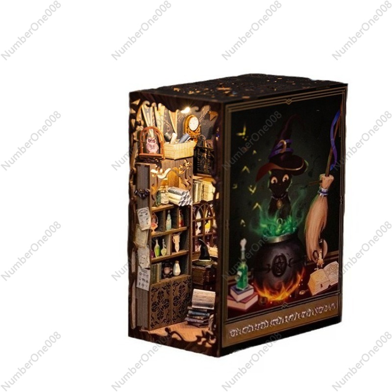 Model Kit Wood - Wooden Bookstore Model DIY, 3D Puzzle