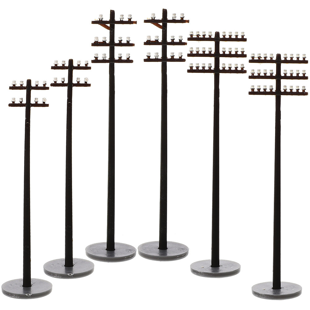 Model Kit Plastic - 6Pcs Micro Telegraph Poles Smooth Hard