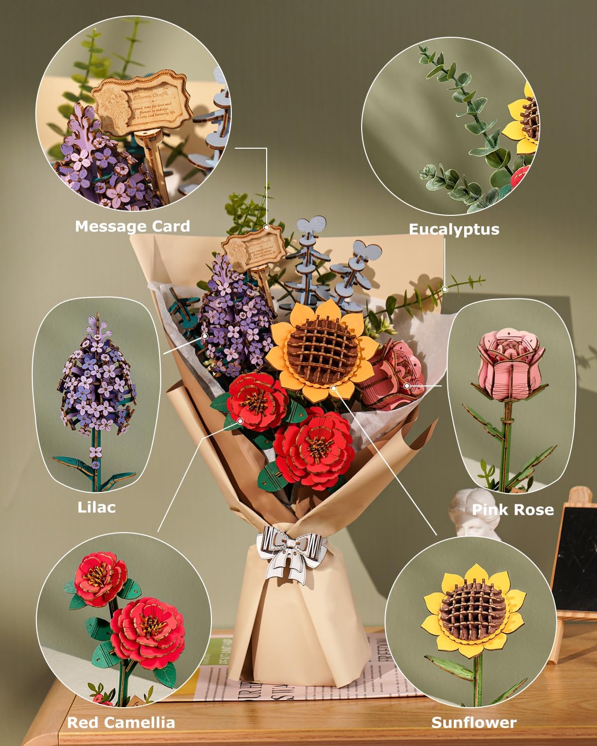 Rolife Wooden Flower Bouquet 3 - огляд і ціна Model Kit Revell